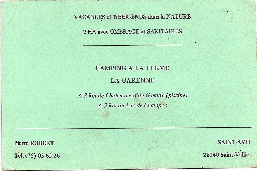 Publicité Camping Garenne